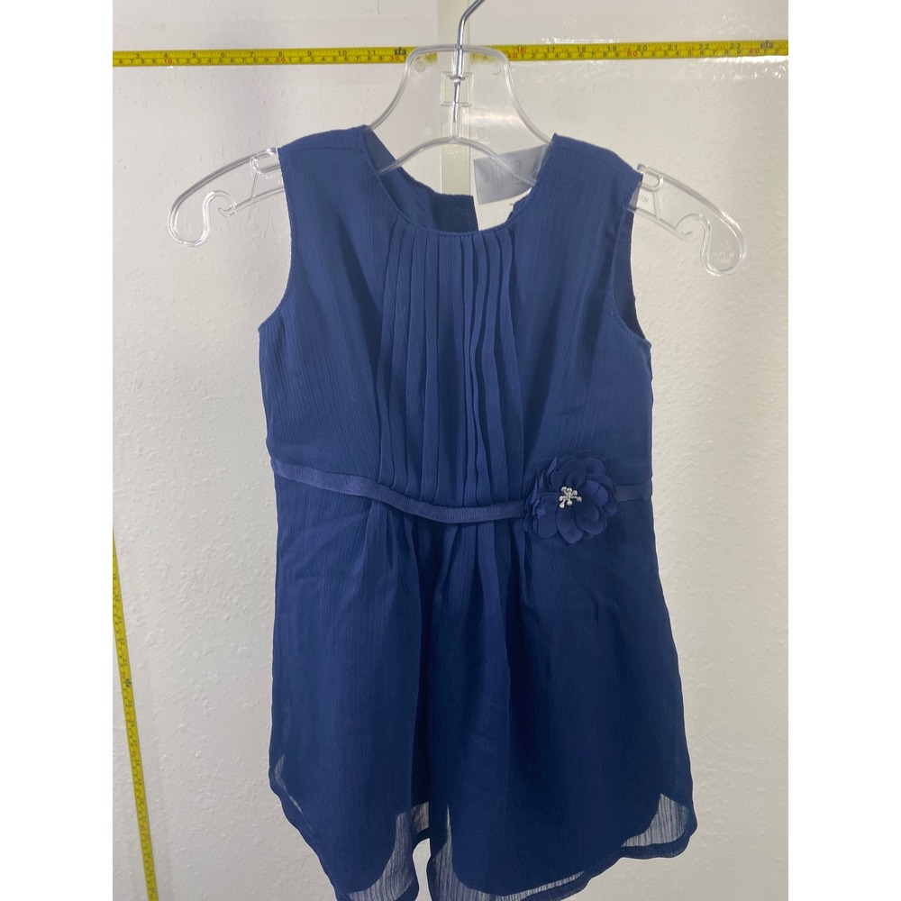 Carters Baby Girls Navy Blue Pleated Chiffon Special Occasion Dress 12M